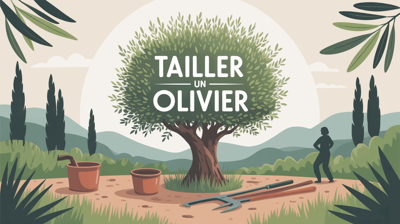 taille olivier au jardin ensoleillé avec outils