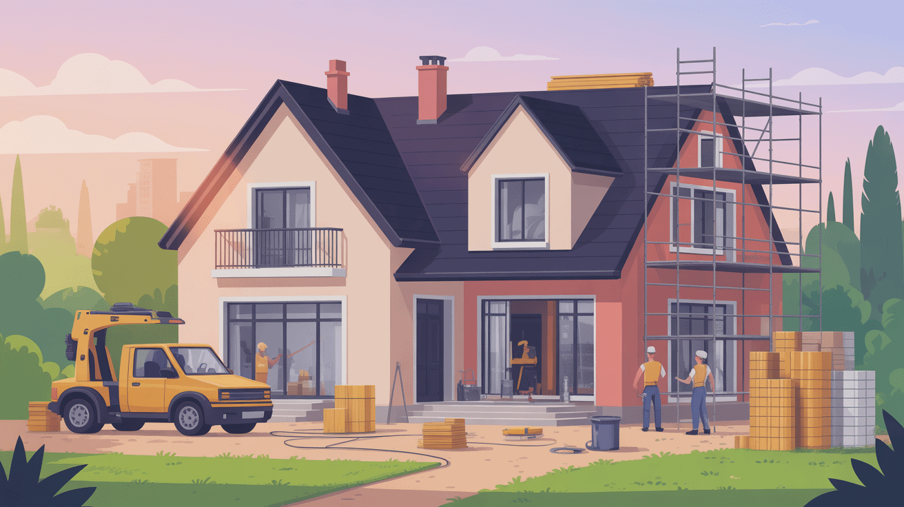 travaux de rénovation maison illustration chantier