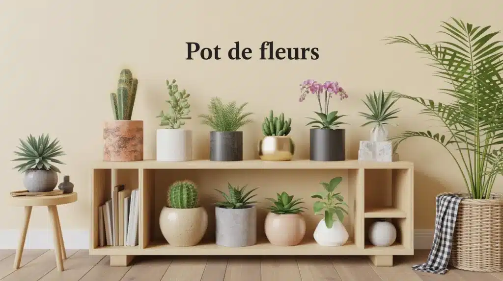 pot de fleurs matériaux différents et plantes