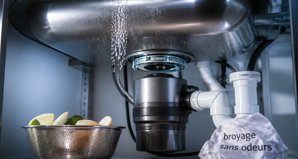 broyeur pour evier sous l’évier en acier inox, bonde ouverte