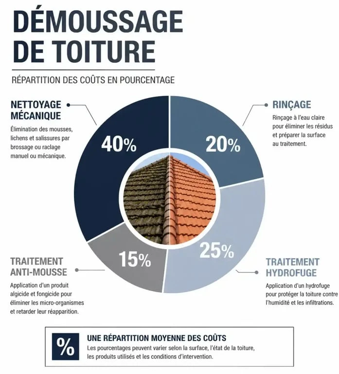 Exemple de répartition des coûts pour un devis de démoussage de toiture