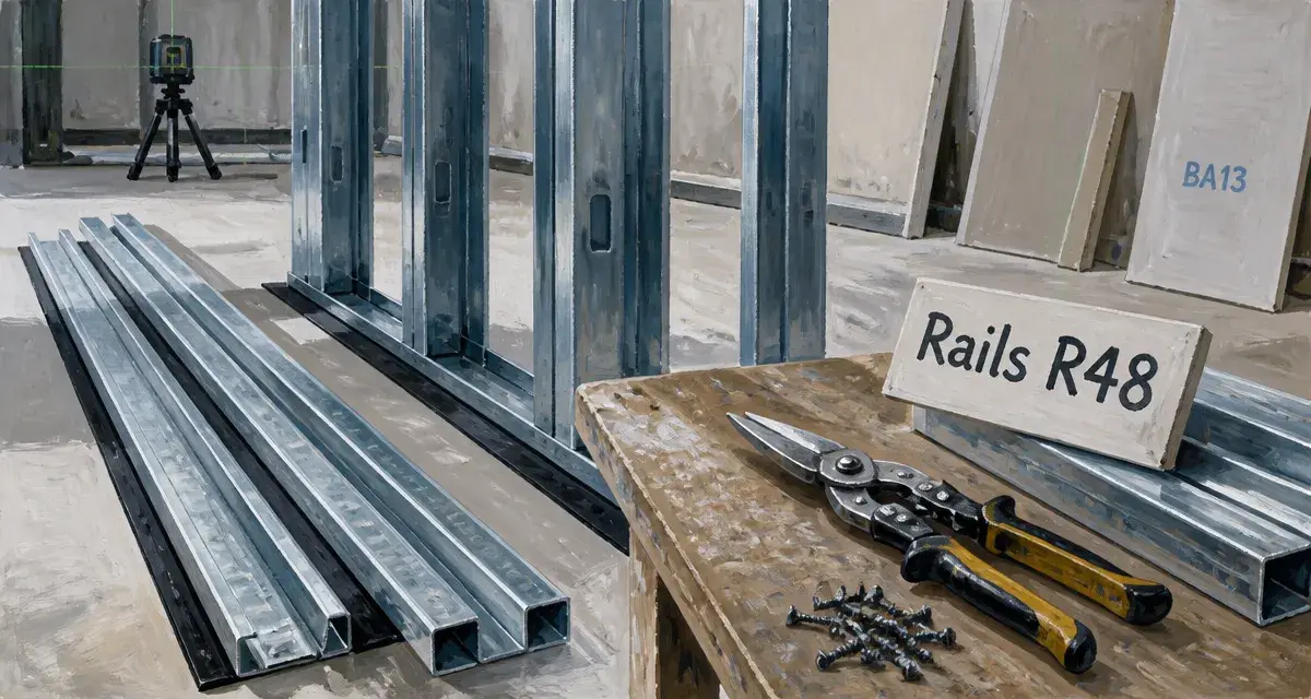 Railles pour placo R48 : rails galvanisés et montants