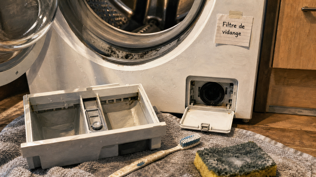 Pourquoi votre machine à laver sent mauvais ? Bac à lessive, joints, filtre de vidange