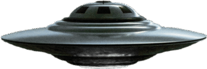UFO flying saucer in the sky during a clear night.