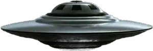 UFO flying saucer in the sky during a clear night.