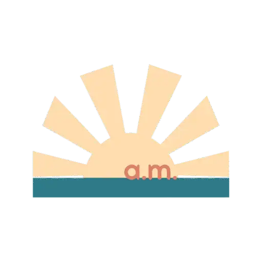 A.M. Consulting logo featuring sunrise design with Altagracia Montilla's initials, conflict resolution and wellness consulting brand