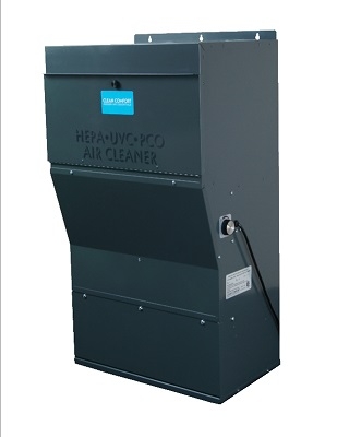 High-efficiency air cleaner with HEPA UV-C technology for improved indoor air quality and allergy relief.