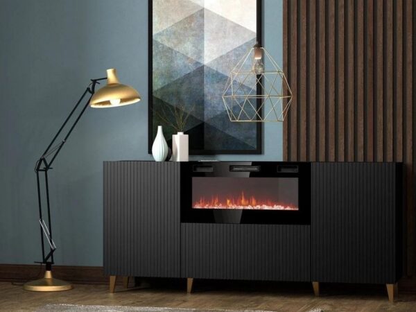 Aparador c/lareira SOFIA - Preto 181cm