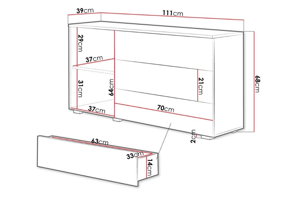 Aparador MISIO 110cm - branco/ wotan - Image 2