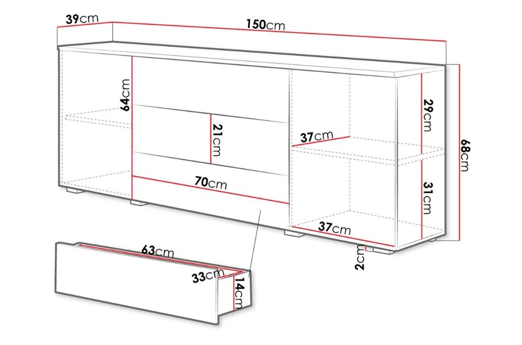Aparador MISIO 150cm - branco - Image 3
