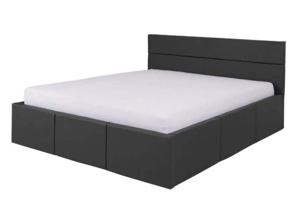 Cama estofada c/arrumação BRALINI - Cinza escuro, 160x200cm