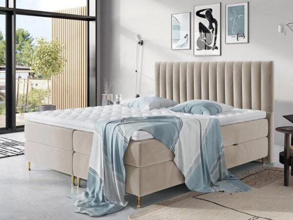 Cama estofada c/arrumação DELICATE - Bege
