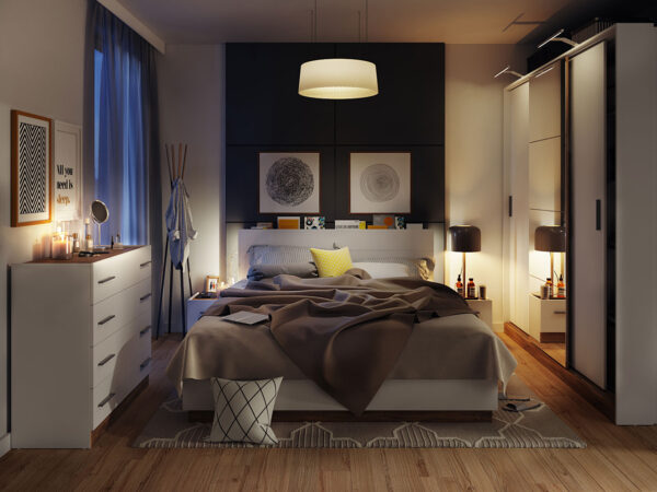 Cama c/arrumação FORA - Branco/Carvalho Stirling