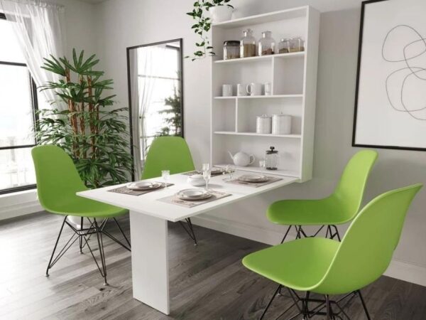 Mesa de jantar basculante BIA - Branco, 130x80cm