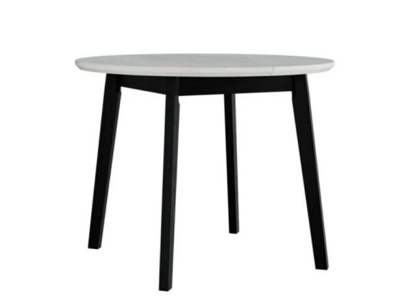 Mesa redonda CHRIS 4 - branco/preto, extensível 100 a 130cm