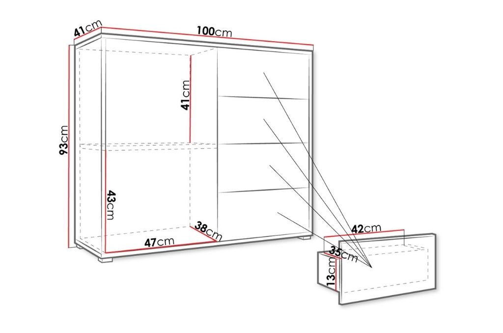 Móvel Auxiliar CHELLES K1D4SZ - Branco 100cm - Image 4