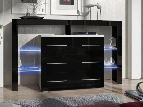 Aparador PEARSON 140cm - branco/ preto