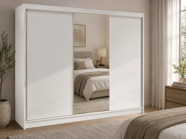 Roupeiro c/espelho GENEBRA I - Branco, 200x215cm