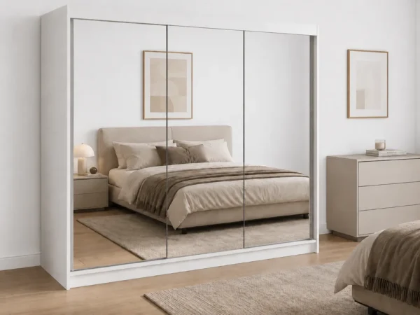 Roupeiro c/espelho GENEBRA II - Branco 200x215cm