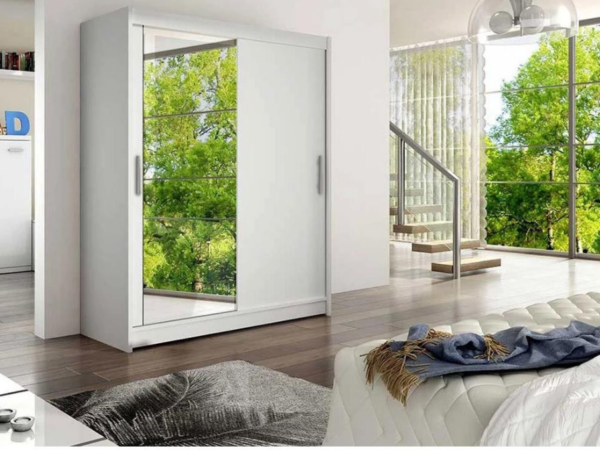 Roupeiro c/espelho VEST - Branco, 150x200cm