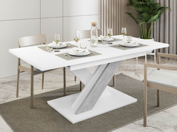 Mesa extensível BRANDA (140-180cm) - branco/mármore