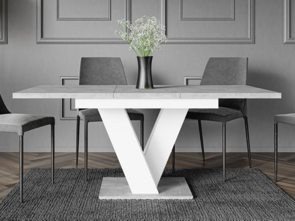 Mesa extensível VISA (120-160cm) - branco/mármore