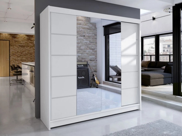 Roupeiro c/espelho BLANCA III - Branco, 180cm