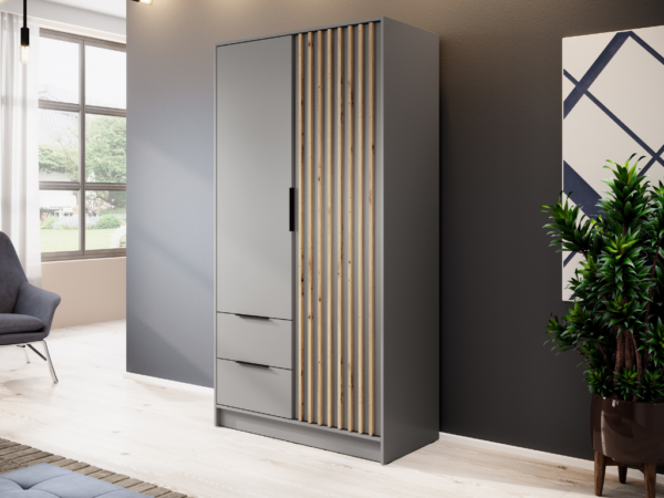 Roupeiro ELLY 03 - Cinzento 105x200cm