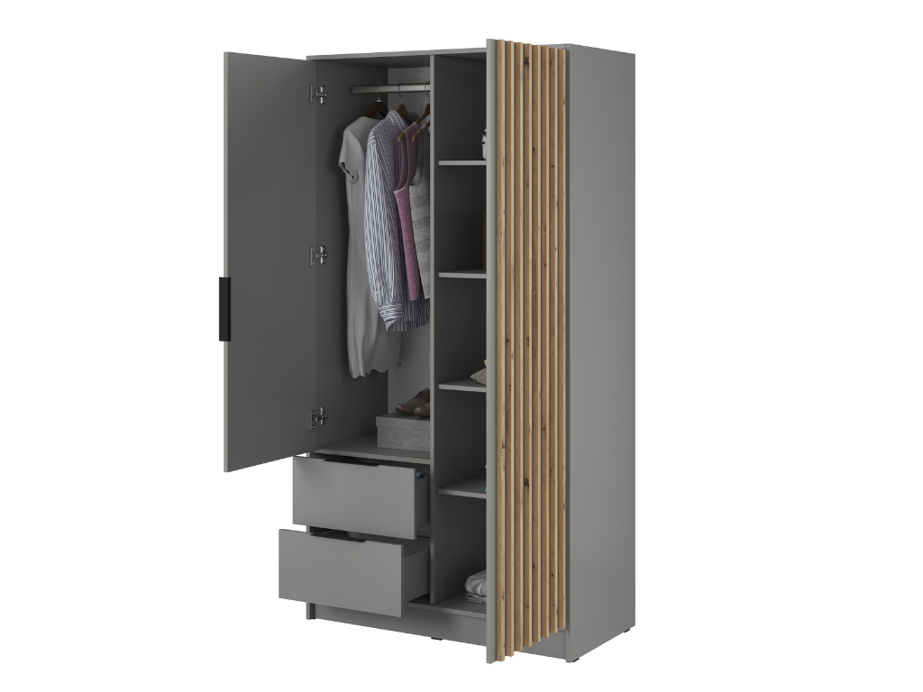 Roupeiro ELLY 03 - Cinzento 105x200cm - Image 3