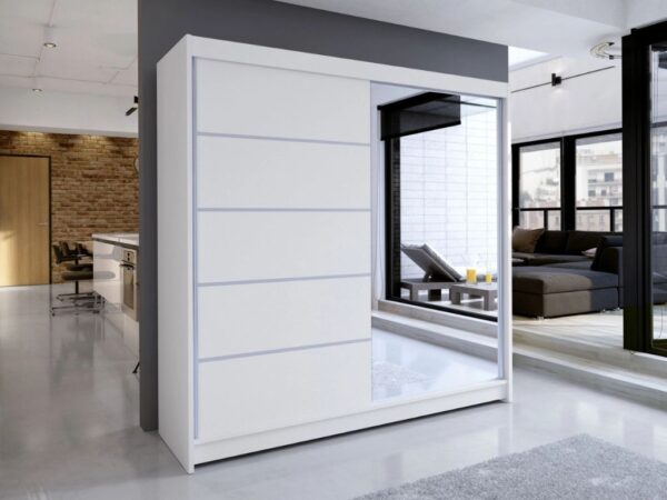 Roupeiro c/espelho BLANCA - Branco, 180cm