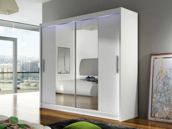 Roupeiro c/espelho SYDNEY - Branco,180x215cm