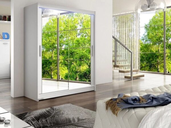 Roupeiro c/espelho VEST II - Branco, 150x200cm