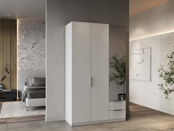 Roupeiro c/espelho SHADE 10 - Branco, 119x203cm