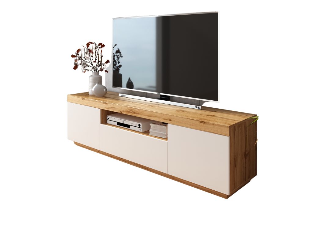 Móvel TV BRAGANÇA - Carvalho Wotan/Branco, 170cm - Image 2