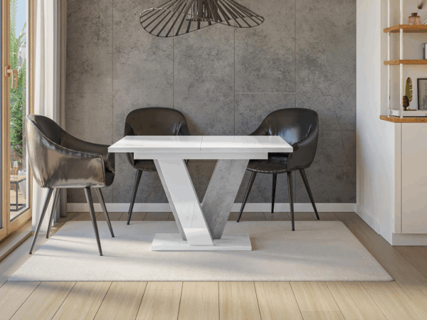 Mesa de jantar TEAR - branco, extensível 120 a 160cm