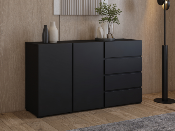Aparador ASYME 01 - Preto, 138cm