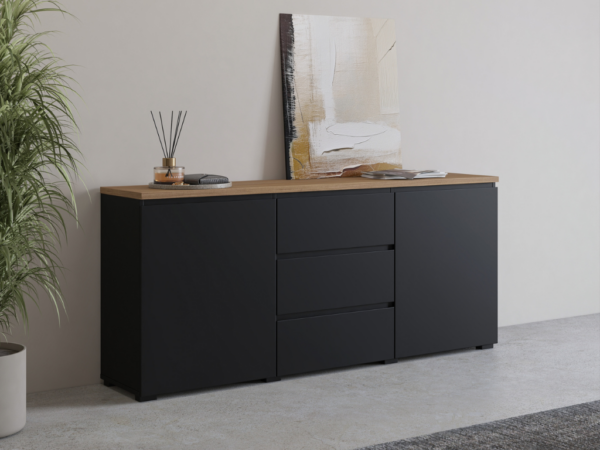 Aparador GRID 02 - Preto, 150cm