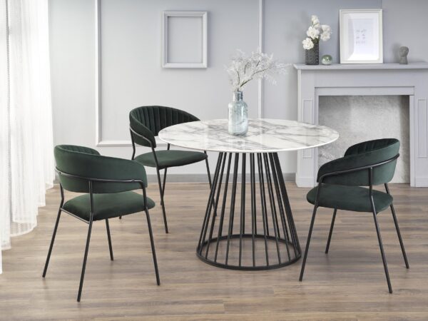 Mesa redonda BRODWAY -  mármore branco / preto