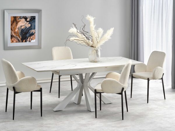 Mesa extensível VIVALDI - branco mármore / branco, 160-220cm