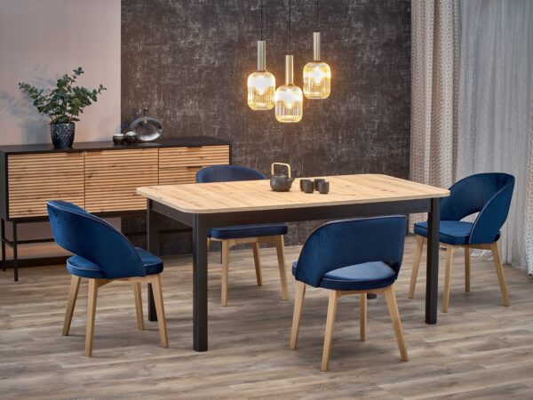 Mesa extensível FLORIAN - carvalho artisan / preto, 160-228cm