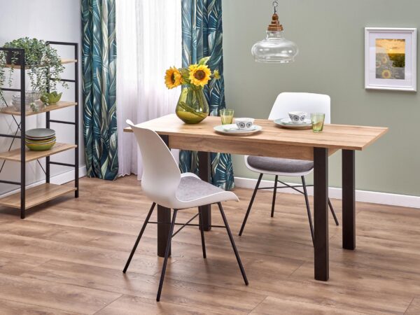 Mesa extensível GINO - carvalho wotan / preto, 100-135cm
