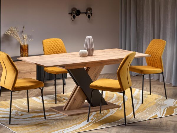 Mesa extensível XARELTO - carvalho wotan / preto, 130-175cm
