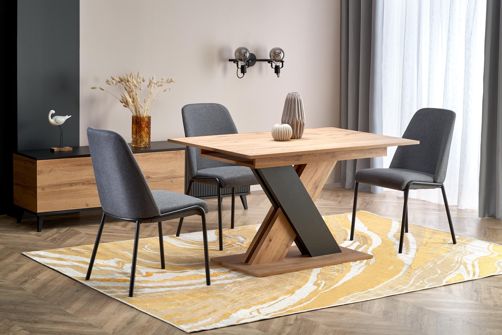 Mesa extensível XARELTO - carvalho wotan / preto, 130-175cm - Image 16