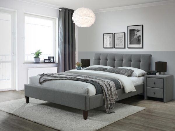 Cama estofada SAMARA 2 - Cinzento, 160x200cm