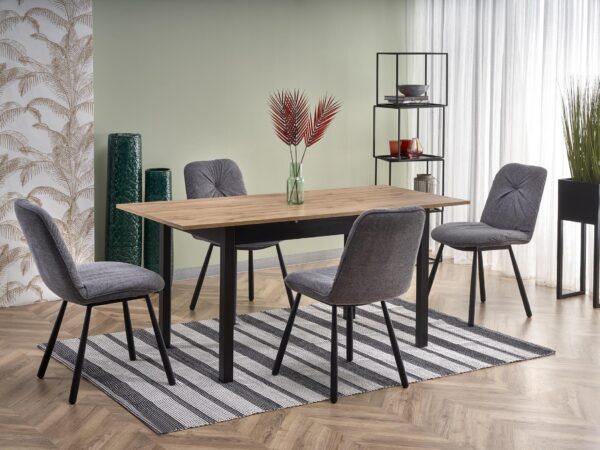 Mesa extensível GREG - carvalho wotan / preto, 124,168cm