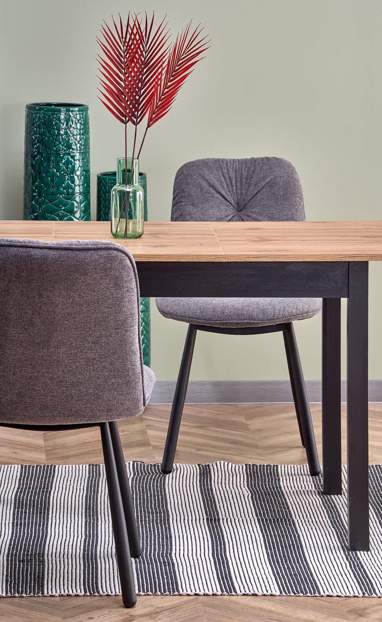 Mesa extensível GREG - carvalho wotan / preto, 124,168cm - Image 6