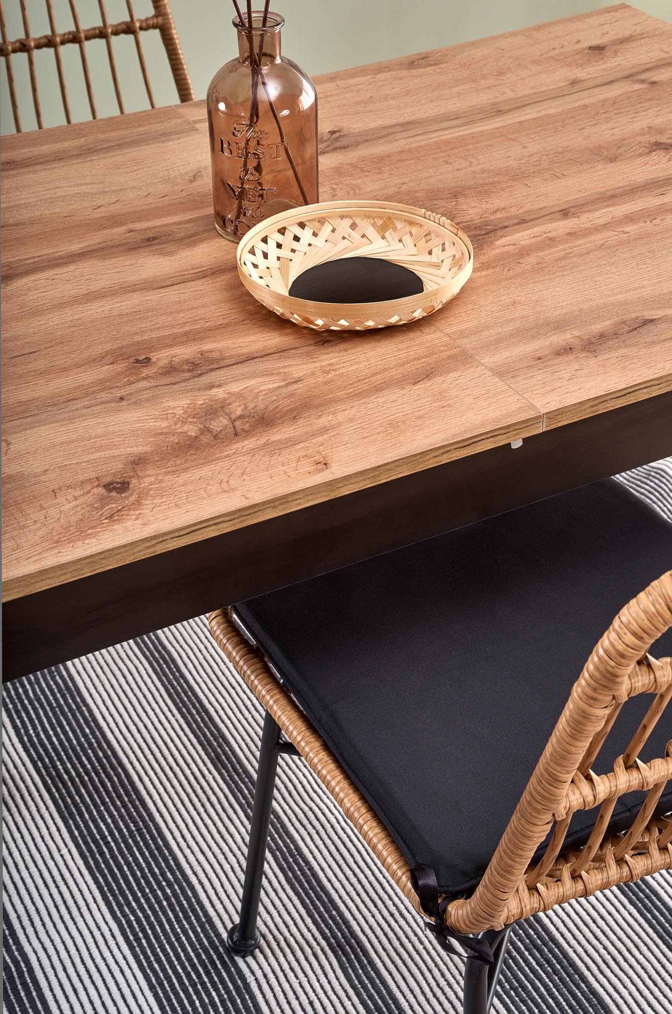 Mesa extensível GREG - carvalho wotan / preto, 124,168cm - Image 14