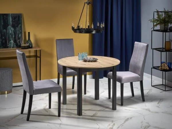 Mesa extensível RINGO - carvalho artisan / preto, 102-142cm