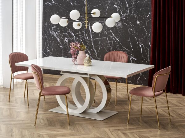 Mesa extensível GALARDO - branco / dourado, 160-200cm