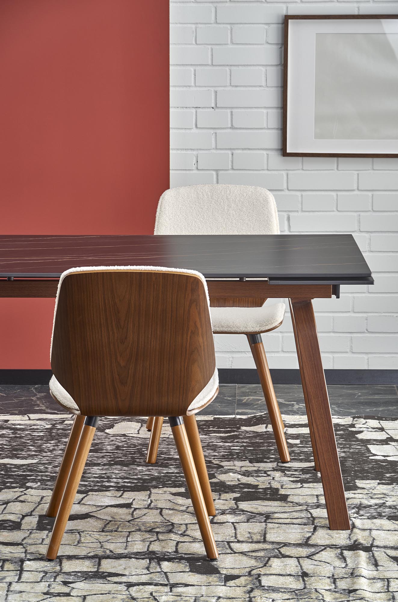 Mesa extensível LOZANO - preto mármore / nogueira, 140-200cm - Image 16